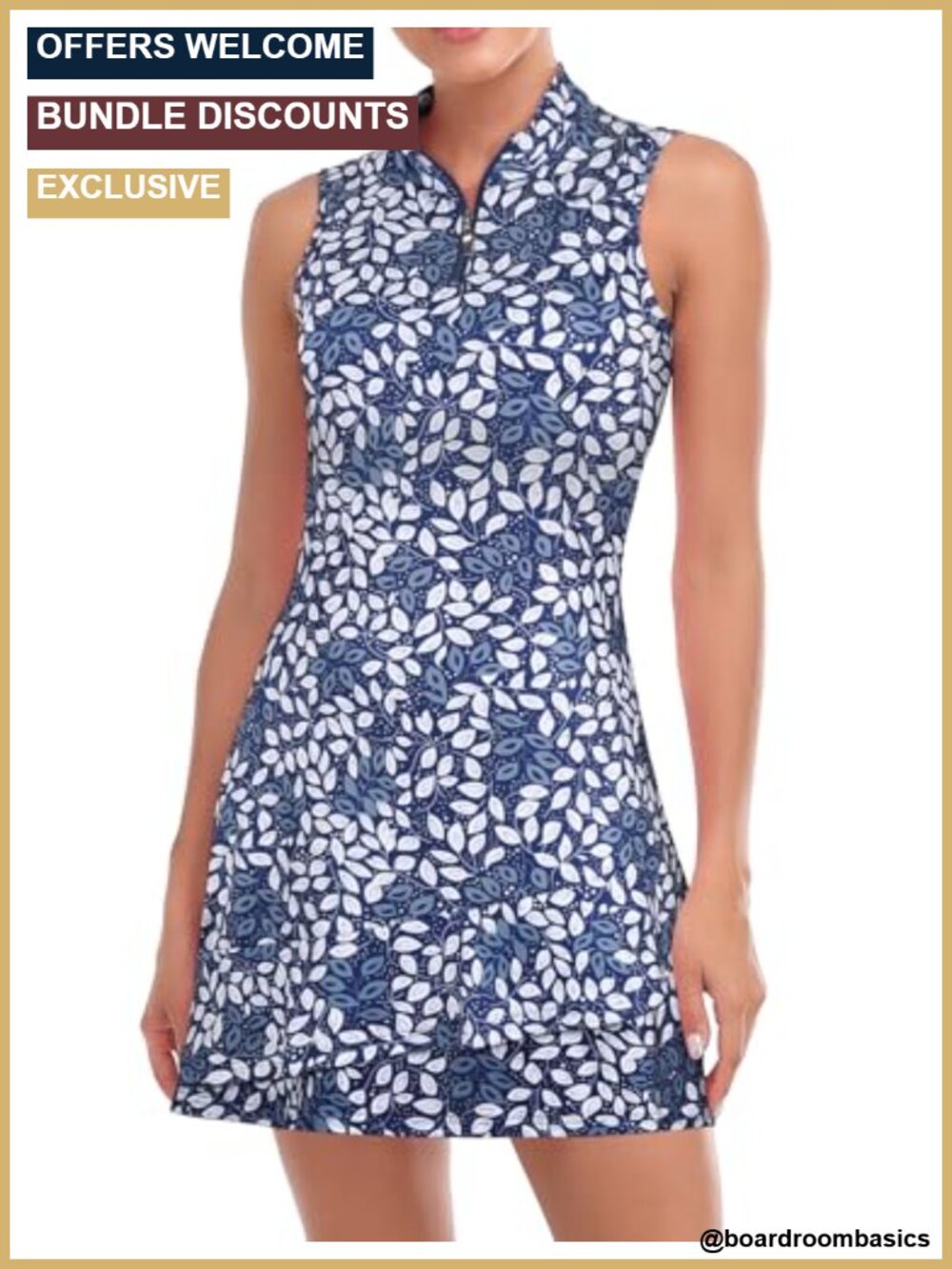 Sleeveless Tennis Golf Dress with Shorts & Pockets Ruffle Hem Athletic